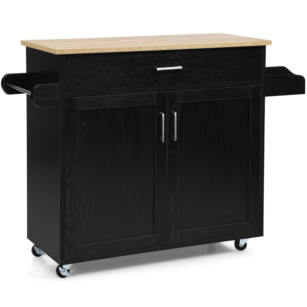 Küchenwagen Mit Handtuchhalter & Gewürzboard & Schublade Kücheninsel Rollbarer Küchenschrank
