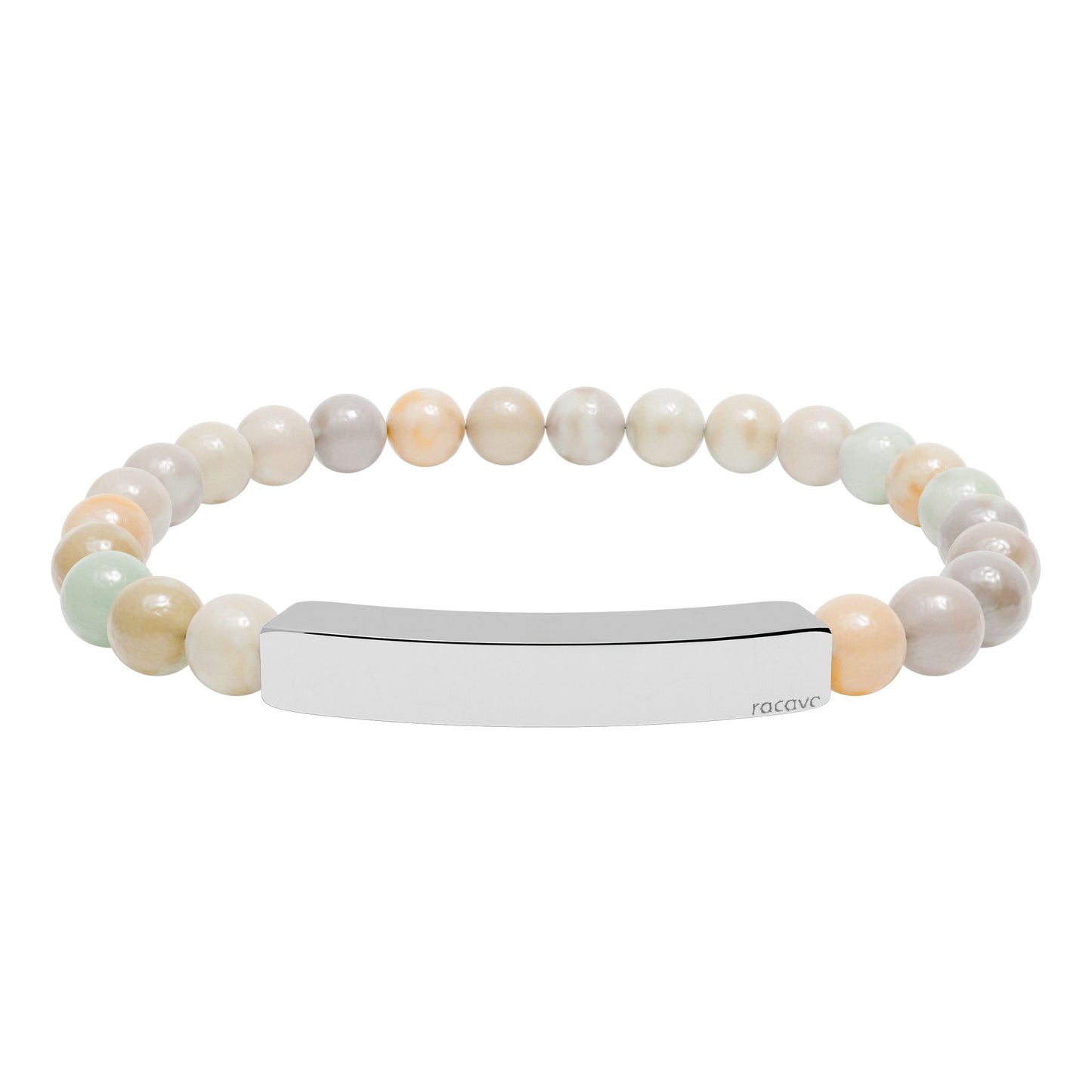 Steinarmband mit gravierbarer Edelstahl Bar