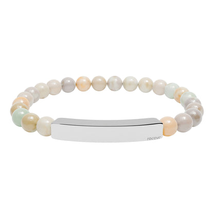 Steinarmband mit gravierbarer Edelstahl Bar