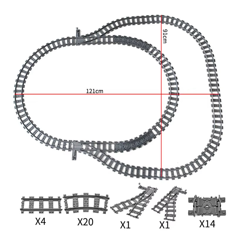 Train Track Combination Scene MOC Building Blocks DIY Cross Track Railroad Bridge Compatible with LEGO Bricks Toys Rail Car