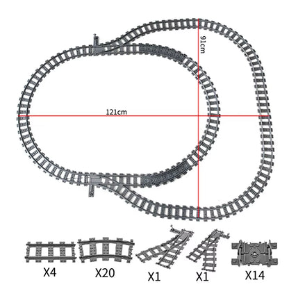 Train Track Combination Scene MOC Building Blocks DIY Cross Track Railroad Bridge Compatible with LEGO Bricks Toys Rail Car