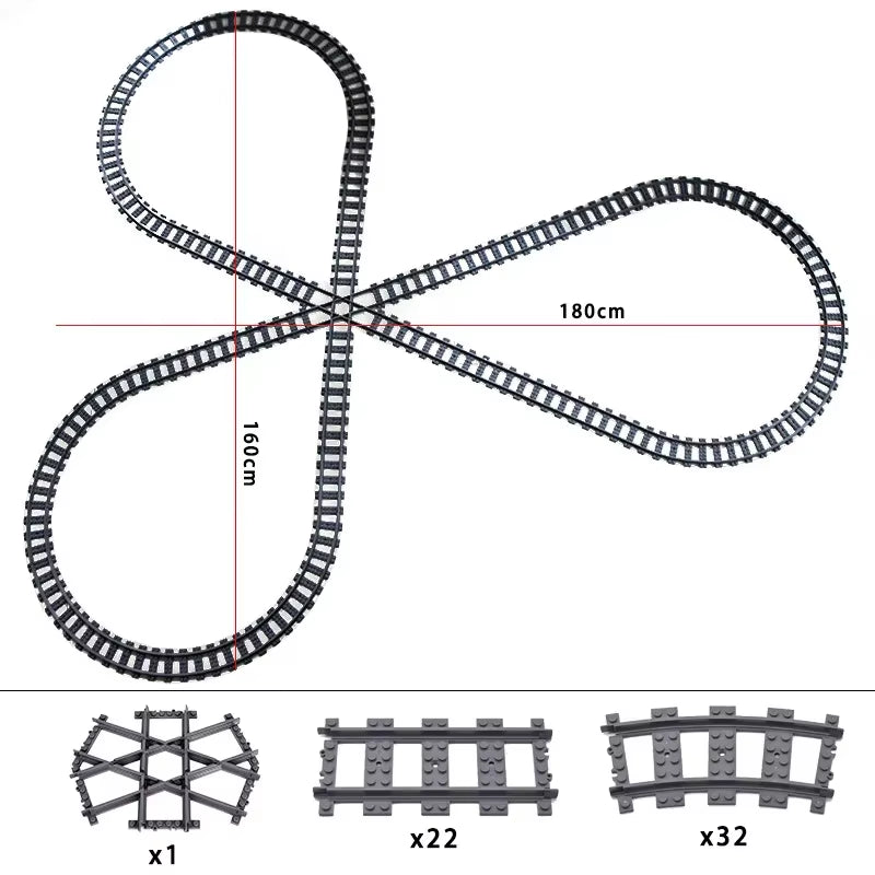 MOC Railroad Bridge Train Track Combination Scene Building Blocks DIY Cross Track Bricks Toys Rail Car Compatible with LEGO