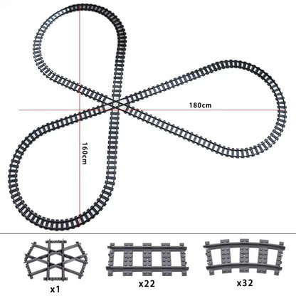 MOC Railroad Bridge Train Track Combination Scene Building Blocks DIY Cross Track Bricks Toys Rail Car Compatible with LEGO