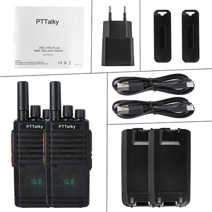 Walkie Talkie Mit Verstecktem Display PMR Funkgeräte 16 Kanäle VOX CTCSS/DCS Wiederaufladbares Woki Toki Erwachsene (2 Stück, Schwarz)