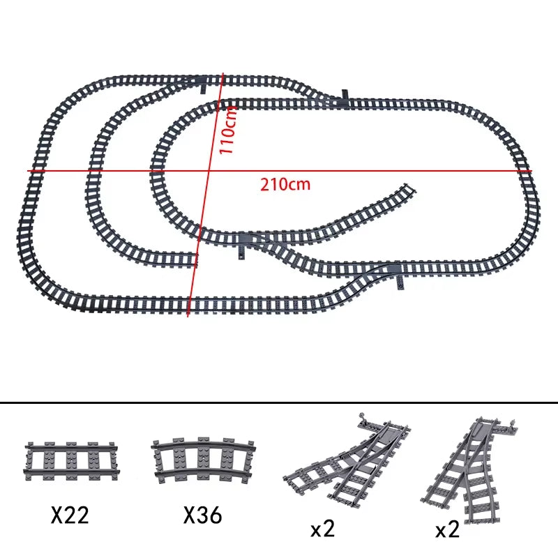 City Trains Flexible Switch Railway Tracks Rails Crossing Forked Straight Curved Building Block Bricks Toys Compatible with 7996