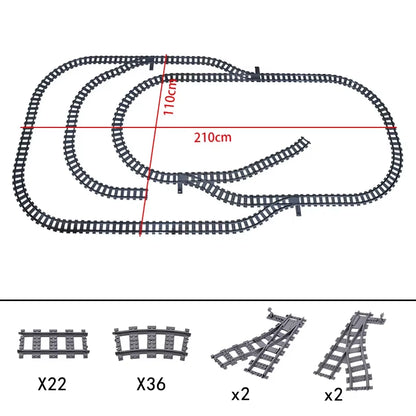 City Trains Flexible Switch Railway Tracks Rails Crossing Forked Straight Curved Building Block Bricks Toys Compatible with 7996