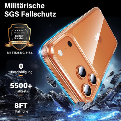 Uniqueme Für Iphone 17 Pro Hülle - Handyhülle Für Iphone 17 Pro Case, Rundumschutz Hülle Set Schutzhülle Cover, 1 Handyhülle & 2 Schutzfolie - Transparent