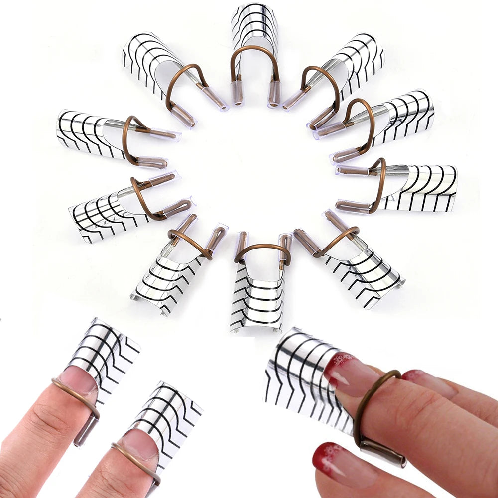 10 Reusable Aluminum Nail Extension Molds 