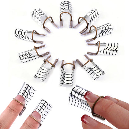 10 Reusable Aluminum Nail Extension Molds 