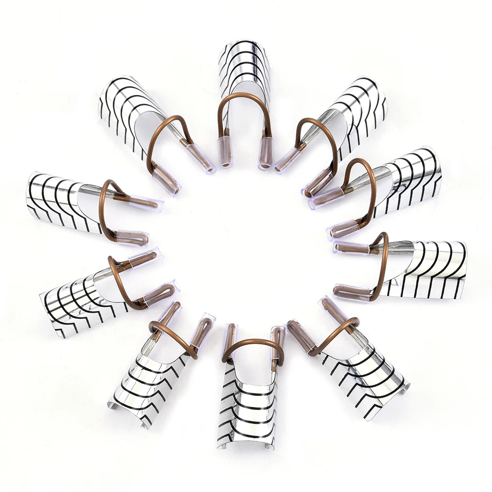 10 Reusable Aluminum Nail Extension Molds 