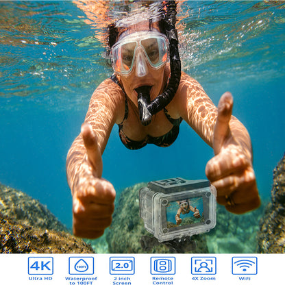 Ultra HD 4K Action Pro Camera with Wi-Fi &amp; Image Stabilization