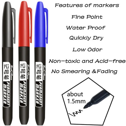 Permanent Marker Set Wasserdicht – 6 Stück
