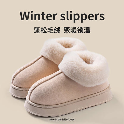Women's snow boots with fluffy faux fur 