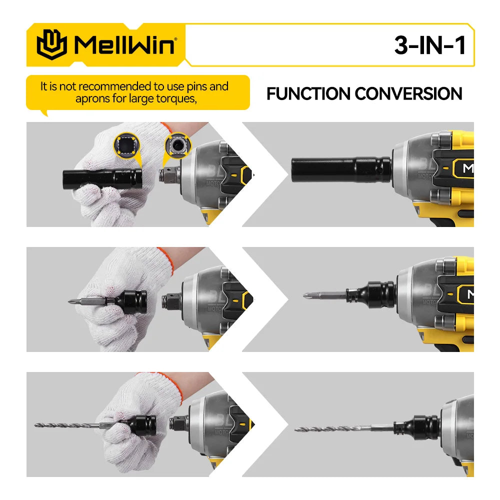 MELLWIN 520 N·m Brushless 3-in-1 Akku-Schlagschrauber