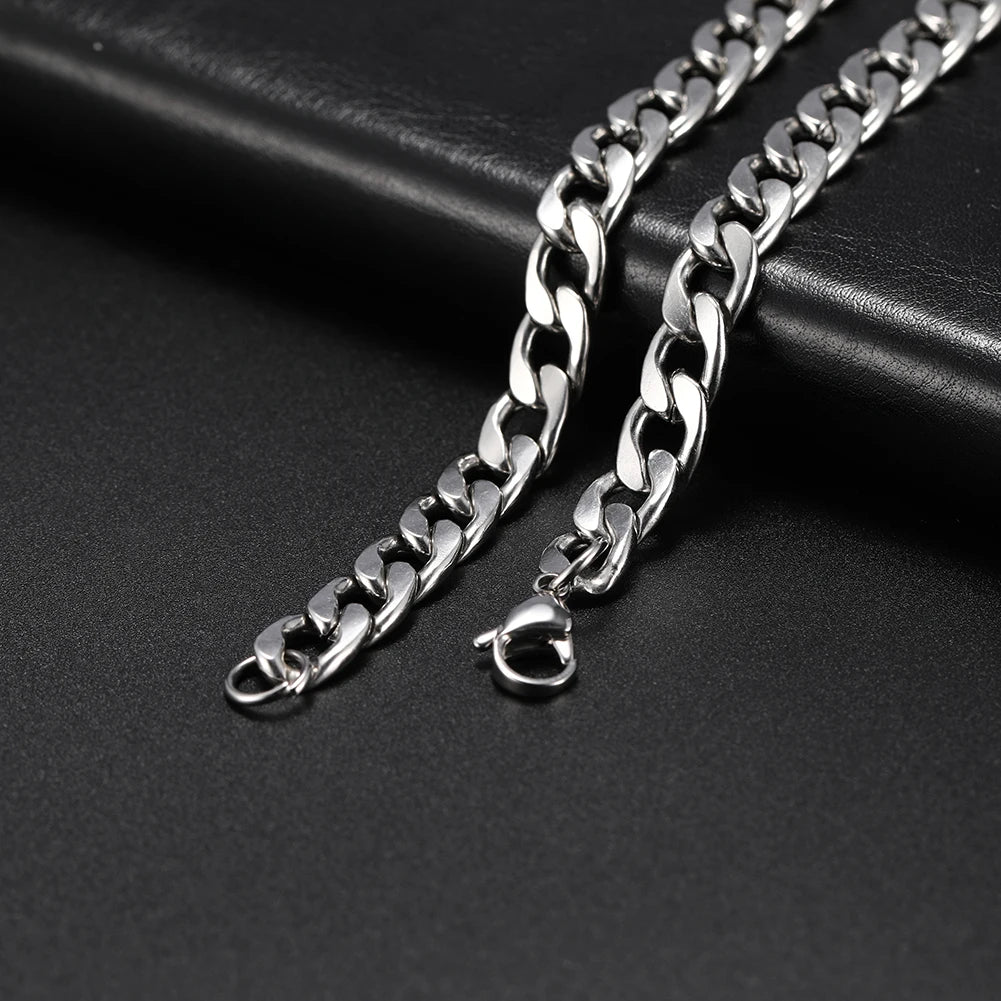 3Mm-10Mm Cuban Chain Stainless Steel Necklaces for Men Male Chains Figaro Box Chain Choker Punk Jewelry 45Cm 50Cm 60Cm