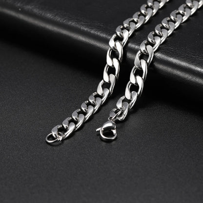 3Mm-10Mm Cuban Chain Stainless Steel Necklaces for Men Male Chains Figaro Box Chain Choker Punk Jewelry 45Cm 50Cm 60Cm