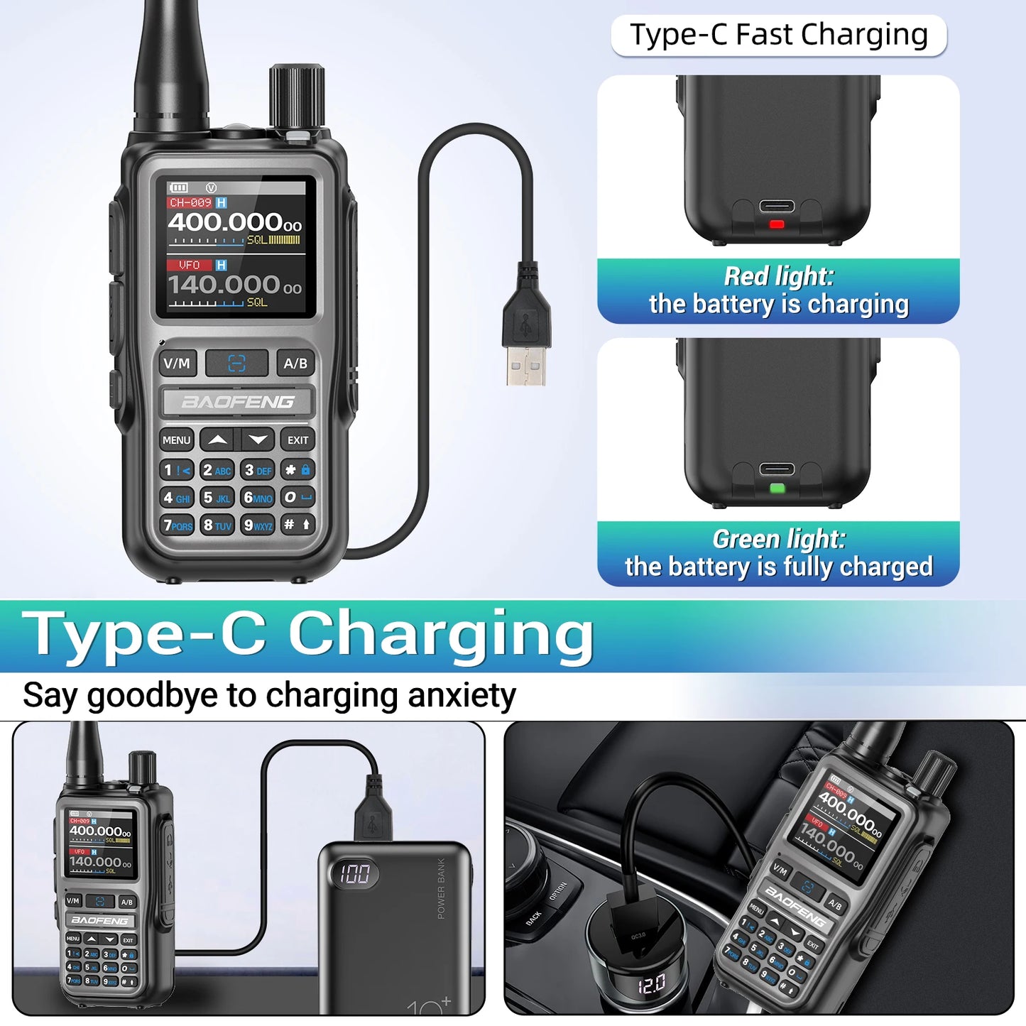 UV-5R Mini Walkie Talkie Multi Band Bluetooth Programming Wireless Copy Frequency 999CH AM FM Long Range Two Way Radio