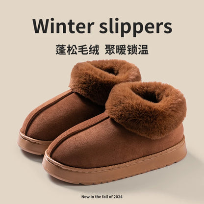 Women's snow boots with fluffy faux fur 