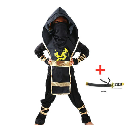 Ninja costume for children, black and red
