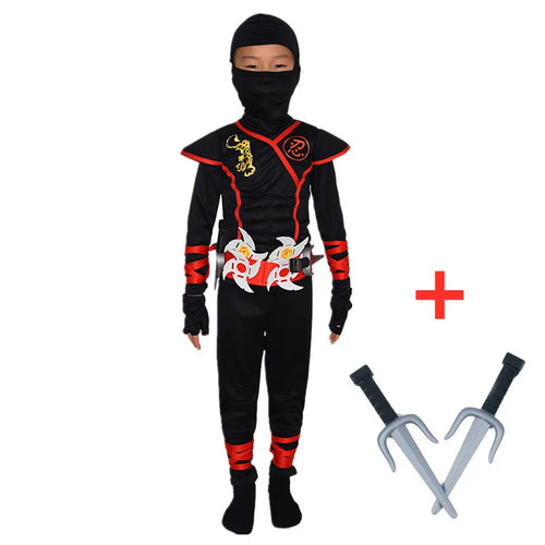 Ninja costume for children, black and red