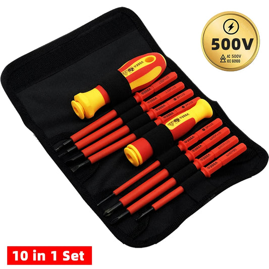 10-teiliges VDE Schraubendreher-Set mit Wechselklingen & Magnetspitze