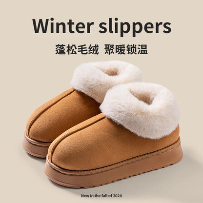 Women's snow boots with fluffy faux fur 