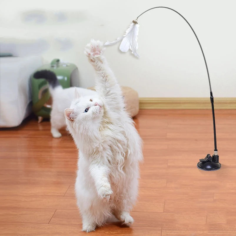 Katzen-Spielangel mit starker Saugnapfhalterung