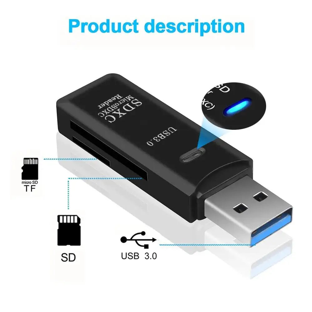 Multifunctional 2-in-1 card reader USB 3.0/2.0 