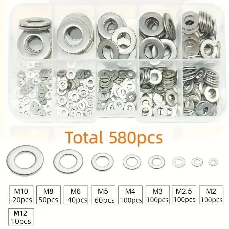 Edelstahl Unterlegscheiben Set (360–580 Stück)