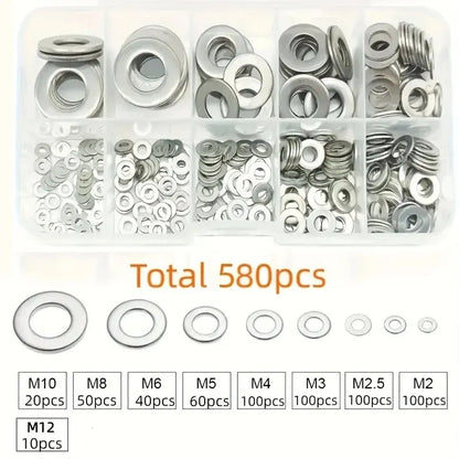Edelstahl Unterlegscheiben Set (360–580 Stück)