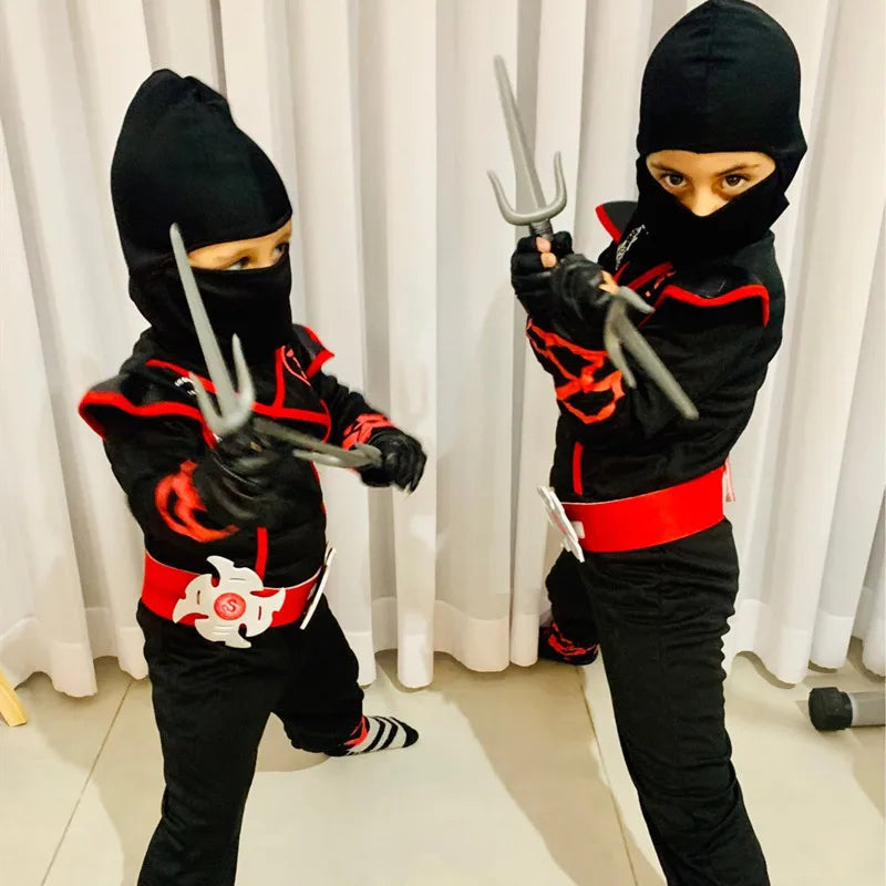 Ninja costume for children, black and red