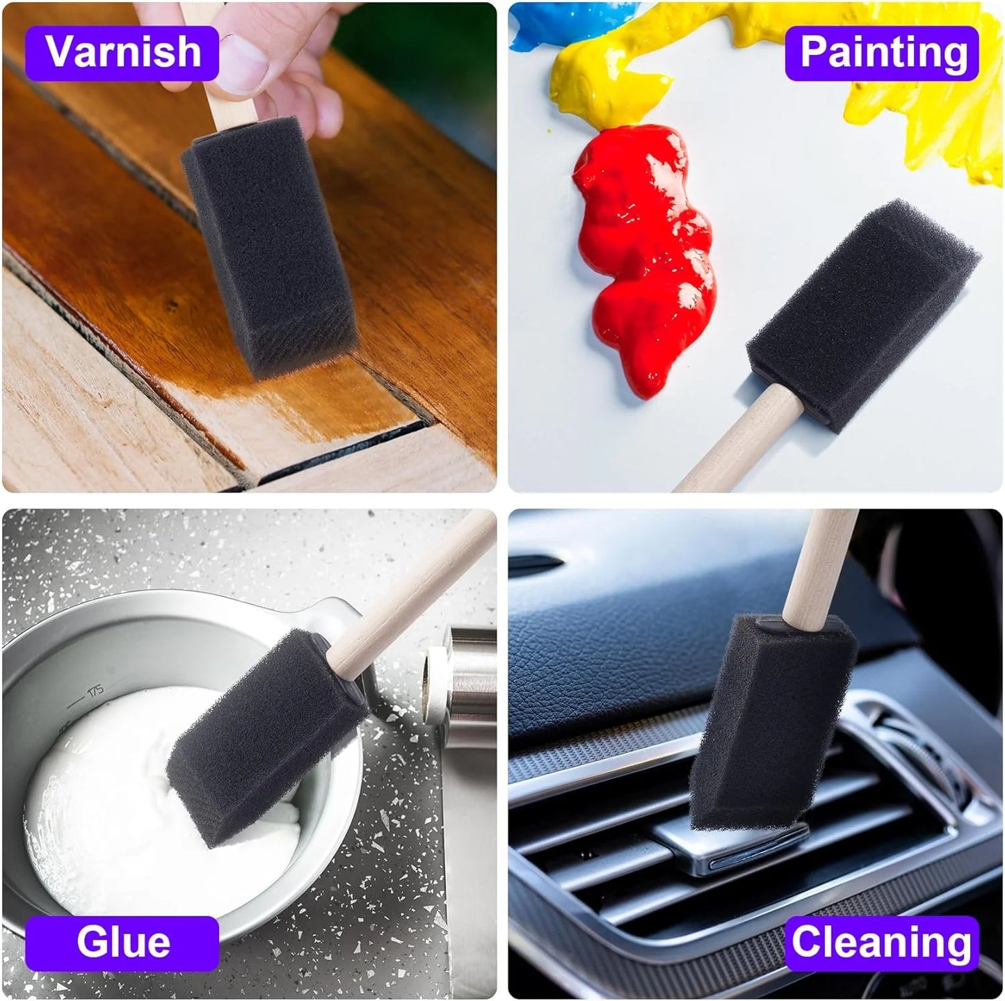 Sponge brushes with wooden handles, 26 pieces 