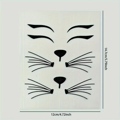 Schwarz Pink Katzen Gesicht Sticker Halloween Make up
