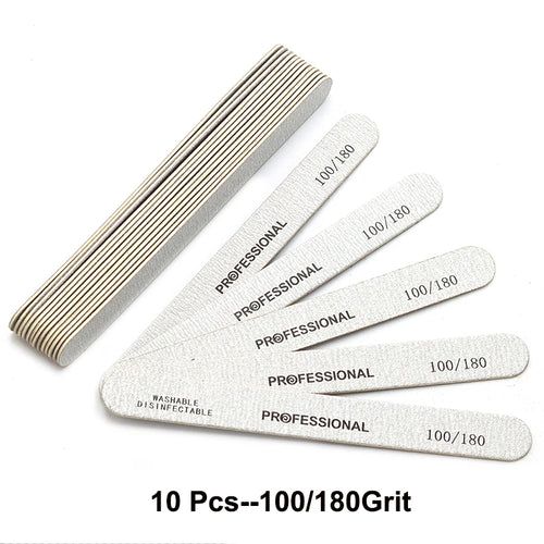 10er Set Gebogene Profi Nagelfeilen aus Holz