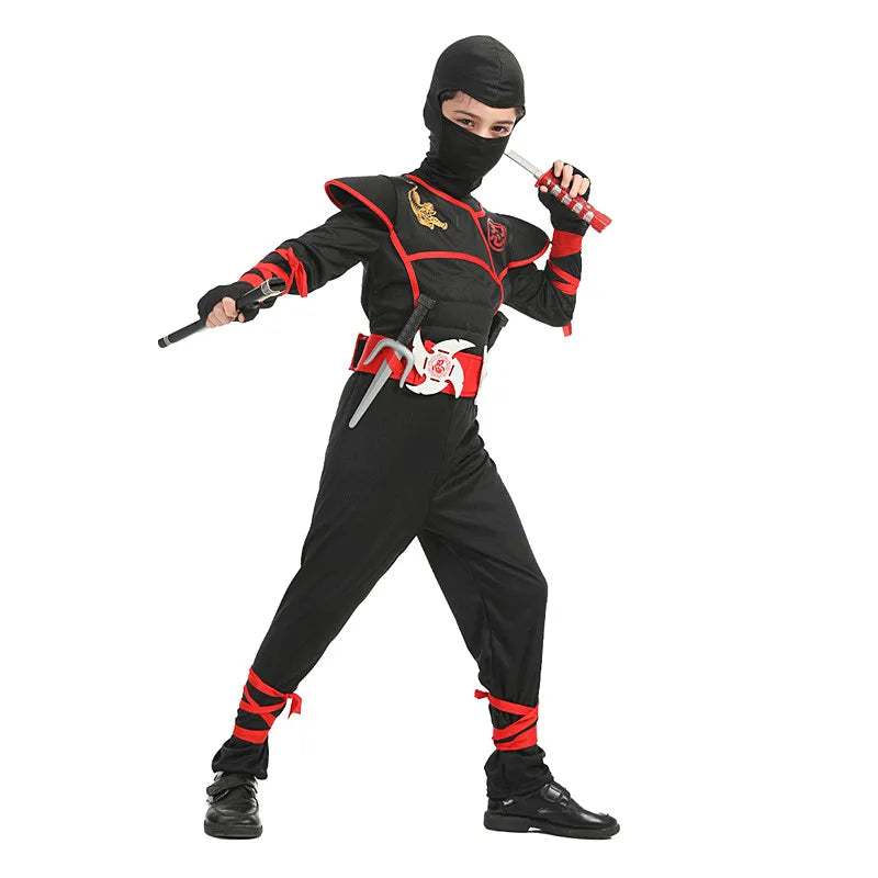 Ninja costume for children, black and red