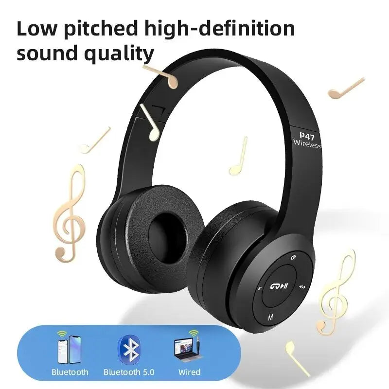 P47 Bluetooth 5.0 Faltbarer Wireless Kopfhörer mit Mikrofon