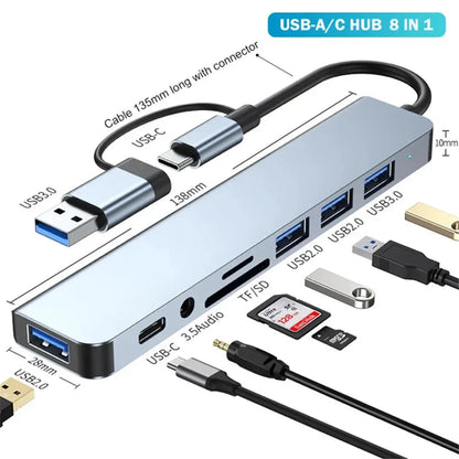 8 in 1 USB-C Hub Docking Station