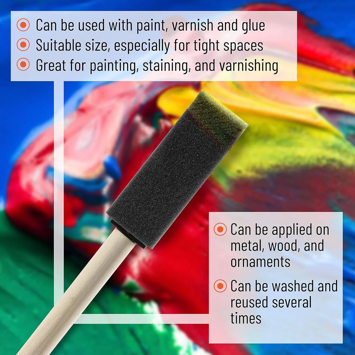 Sponge brushes with wooden handles, 26 pieces 