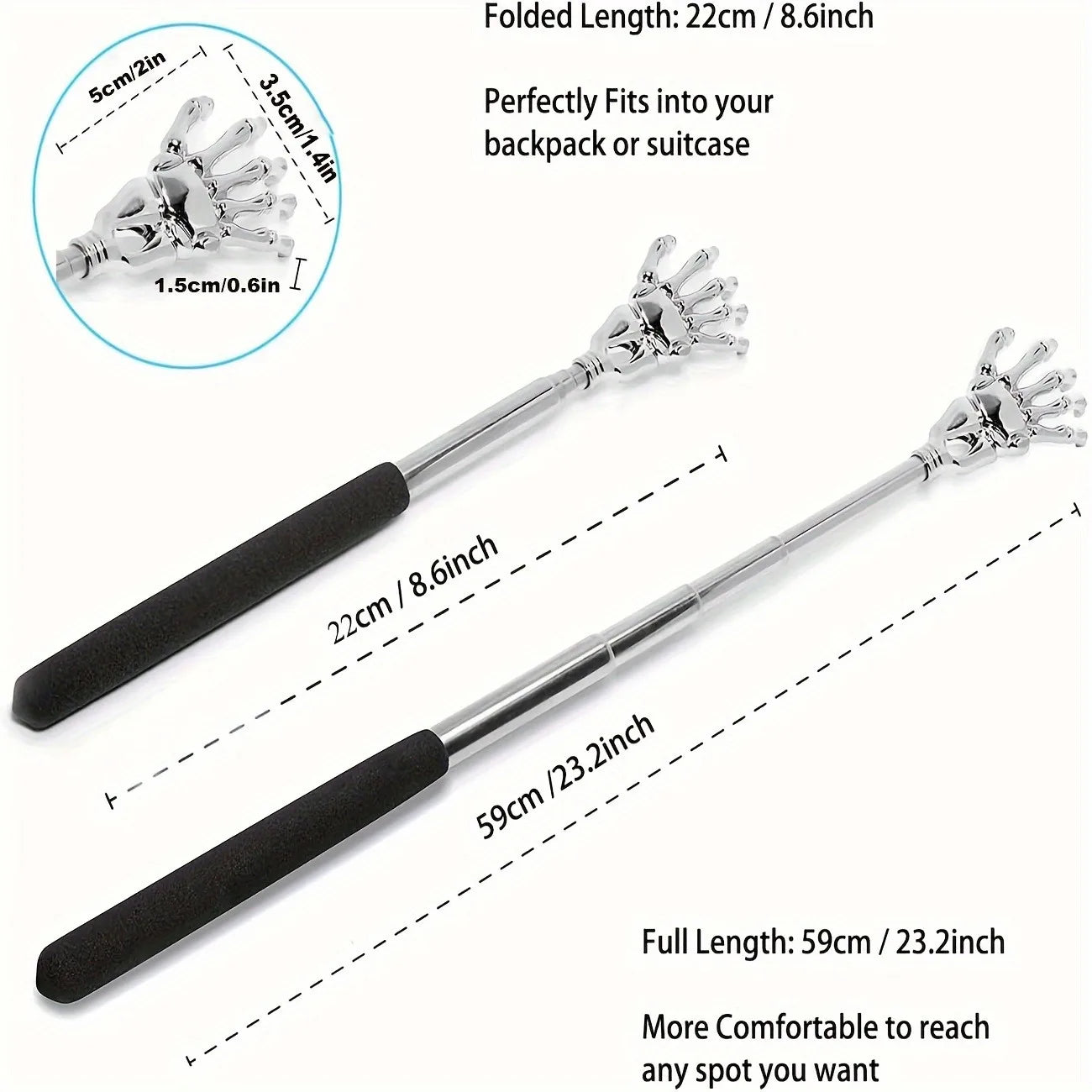 Portable Edelstahl Rückenkratzer – Ausziehbar für Menschen und Haustiere
