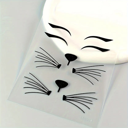 Schwarz Pink Katzen Gesicht Sticker Halloween Make up
