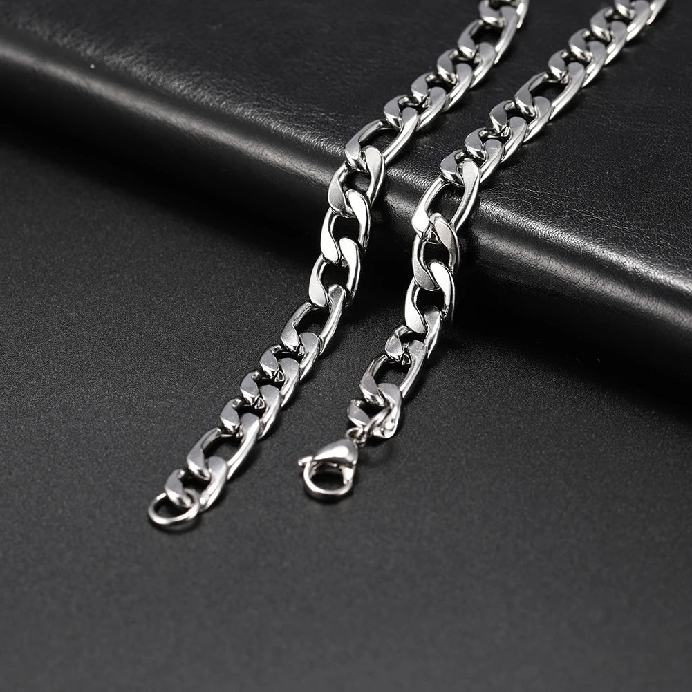 3Mm-10Mm Cuban Chain Stainless Steel Necklaces for Men Male Chains Figaro Box Chain Choker Punk Jewelry 45Cm 50Cm 60Cm