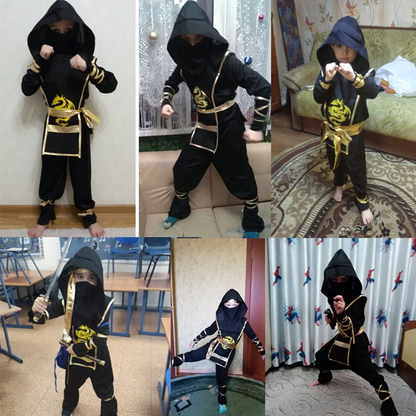 Ninja costume for children, black and red