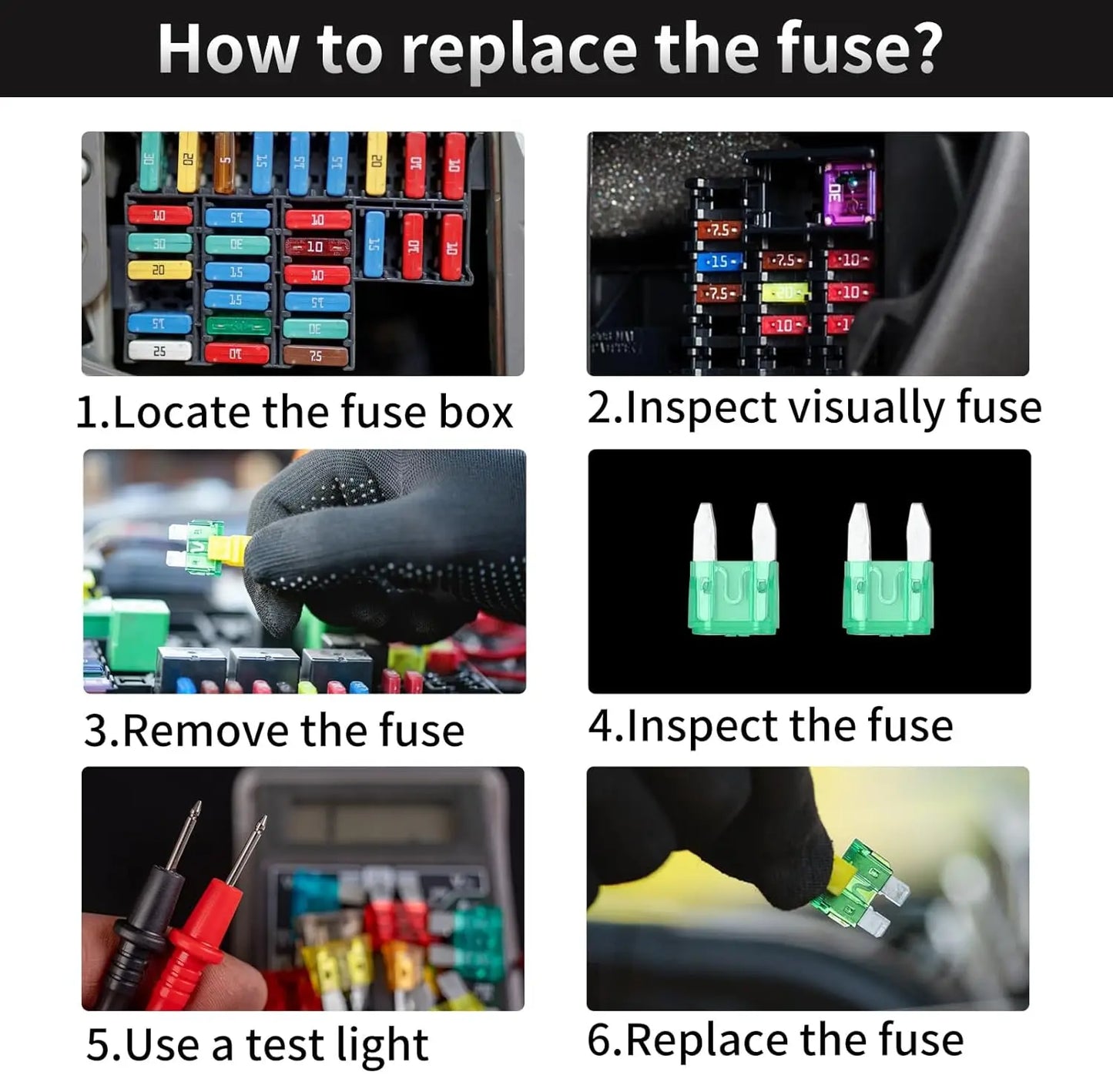 100-piece mini flat fuse set with puller 