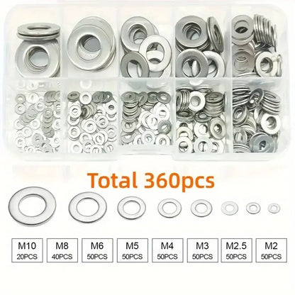 Edelstahl Unterlegscheiben Set (360–580 Stück)