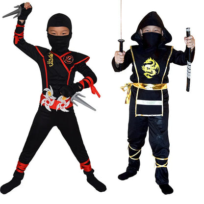 Ninja costume for children, black and red