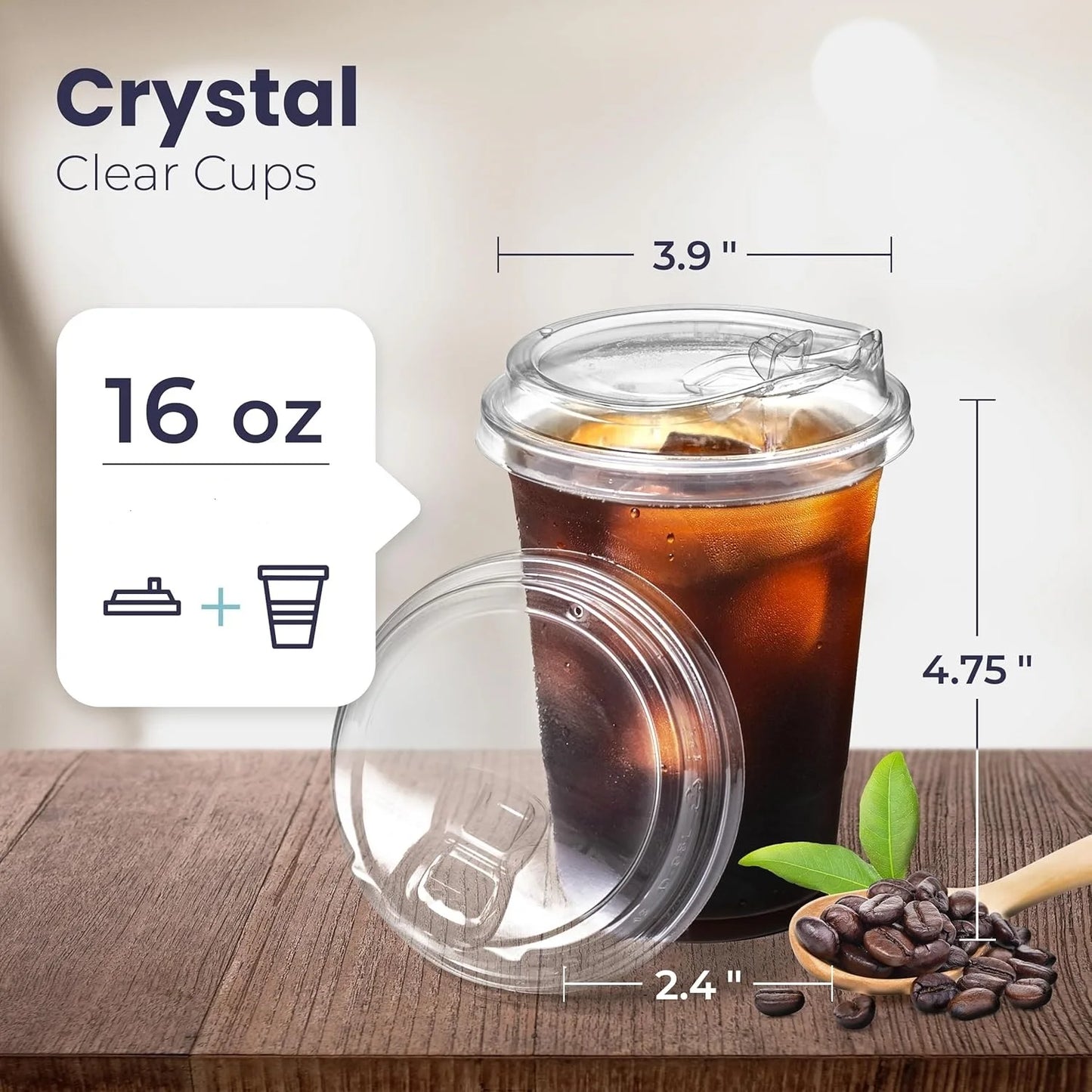 10 Sets Durchsichtige Plastikbecher Mit Sip-Deckel, 12/20/16 Einwegbecher Für Eiskaffee Oder Saft, Party, Smoothie, Milchshake, Kalte Getränke