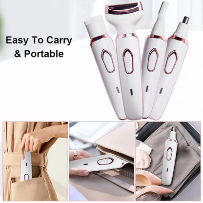 4-in-1 electric women's shaver for body, face and intimate area