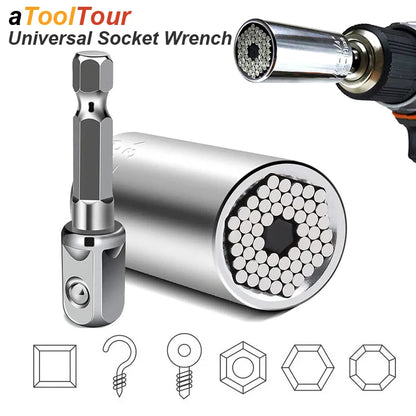 Multifunktions Steckschlüssel 7 bis 19 mm mit Bohrer Adapter