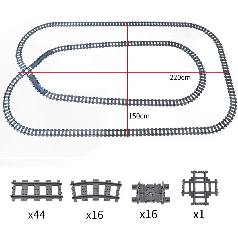 MOC Railroad Bridge Train Track Combination Scene Building Blocks DIY Cross Track Bricks Toys Rail Car Compatible with LEGO