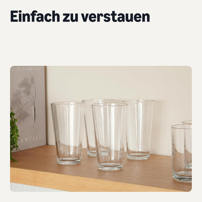 Amazon Basics Pint-Gläser, 6-Teiliges Set, 473,2Ml, Spülmaschinenfest